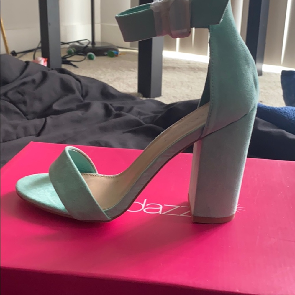 Mint green heels
